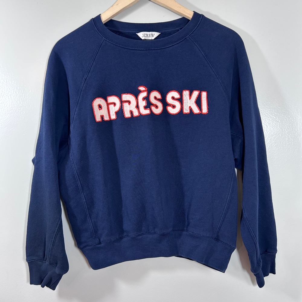 J.Crew Navy Blue Apres Ski Graphic Sweatshirt Re-Imagined Cotton Small